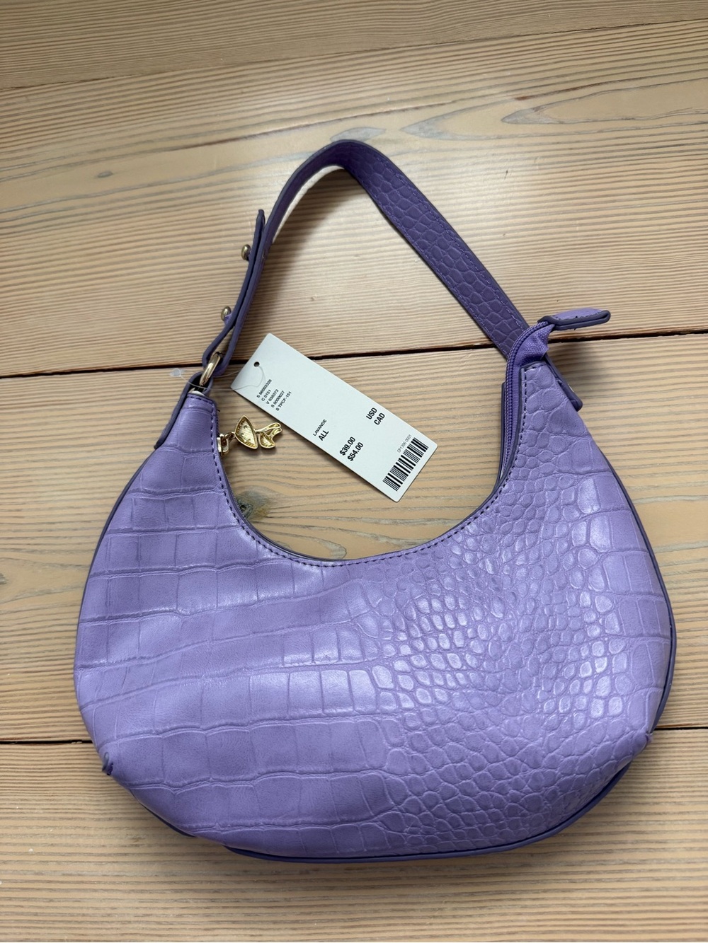 Urban Outfitters Lavender Croc-Embossed Shoulder Bag